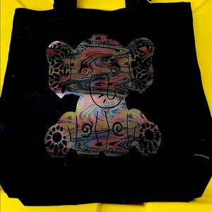 Black canvas tote bag 13”x13”